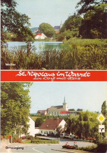 Postkarte St. Nikolaus - Weiher und Ortseingang
